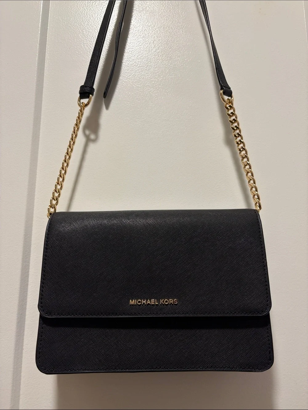 Michael Kors Black Crossbody with Gold Chain